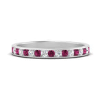 Load image into Gallery viewer, round-diamond-channel-stacking-band-with-pink-sapphire-in-white-gold-FD122981BGSADRPIANGLE3-NL-WG.jpg
