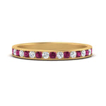 Load image into Gallery viewer, round-diamond-channel-stacking-band-with-pink-sapphire-in-yellow-gold-FD122981BGSADRPIANGLE3-NL-YG.jpg
