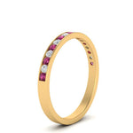 Load image into Gallery viewer, round-diamond-channel-stacking-band-with-pink-sapphire-in-yellow-gold-FD122981BGSADRPIANGLE3-NL-YG.jpg
