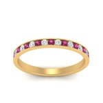 Load image into Gallery viewer, round-diamond-channel-stacking-band-with-pink-sapphire-in-yellow-gold-FD122981BGSADRPIANGLE3-NL-YG.jpg
