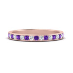 Load image into Gallery viewer, round-diamond-channel-stacking-band-with-purple-topaz-in-rose-gold-FD122981BGVITOANGLE3-NL-RG.jpg
