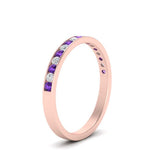 Load image into Gallery viewer, round-diamond-channel-stacking-band-with-purple-topaz-in-rose-gold-FD122981BGVITOANGLE3-NL-RG.jpg
