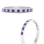 Load image into Gallery viewer, round-diamond-channel-stacking-band-with-purple-topaz-in-white-gold-FD122981BGVITOANGLE3-NL-WG.jpg
