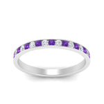 Load image into Gallery viewer, round-diamond-channel-stacking-band-with-purple-topaz-in-white-gold-FD122981BGVITOANGLE3-NL-WG.jpg
