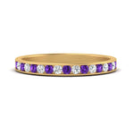 Load image into Gallery viewer, round-diamond-channel-stacking-band-with-purple-topaz-in-yellow-gold-FD122981BGVITOANGLE3-NL-YG.jpg
