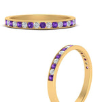 Load image into Gallery viewer, round-diamond-channel-stacking-band-with-purple-topaz-in-yellow-gold-FD122981BGVITOANGLE3-NL-YG.jpg
