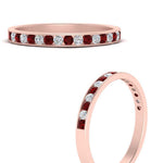 Load image into Gallery viewer, round-diamond-channel-stacking-band-with-ruby-in-rose-gold-FD122981BGRUDRANGLE3-NL-RG.jpg
