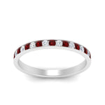 Load image into Gallery viewer, round-diamond-channel-stacking-band-with-ruby-in-white-gold-FD122981BGRUDRANGLE3-NL-WG.jpg
