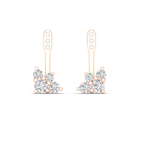 Round Diamond Cluster Earring Jackets for Studs