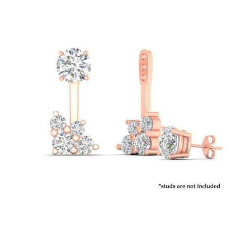 Round Diamond Cluster Earring Jackets for Studs