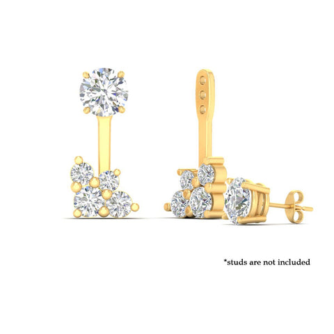 Round Diamond Cluster Earring Jackets for Studs
