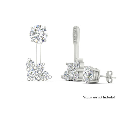 Round Diamond Cluster Earring Jackets for Studs