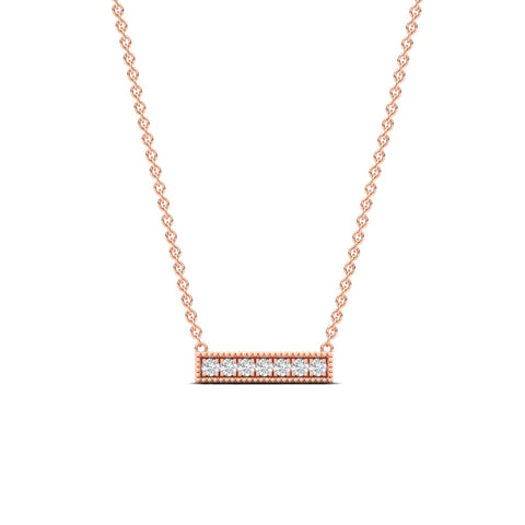 Round Diamond Horizontal Milgrain Bar Necklace