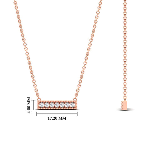 Round Diamond Horizontal Milgrain Bar Necklace