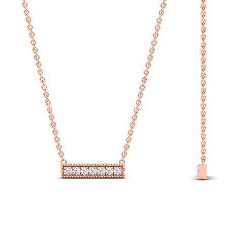 Round Diamond Horizontal Milgrain Bar Necklace