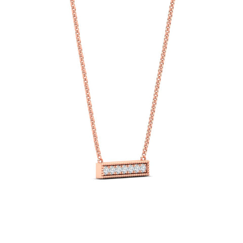 Round Diamond Horizontal Milgrain Bar Necklace