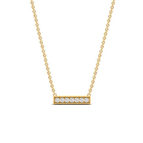 Round Diamond Horizontal Milgrain Bar Necklace
