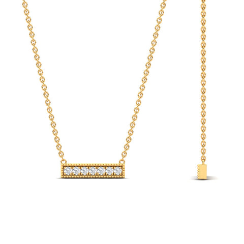 Round Diamond Horizontal Milgrain Bar Necklace