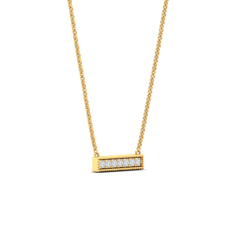 Round Diamond Horizontal Milgrain Bar Necklace
