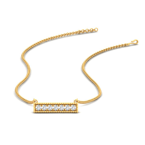 Round Diamond Horizontal Milgrain Bar Necklace