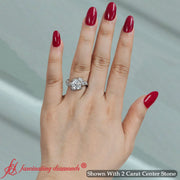 2 Carat Round Diamond Leaf Vine Cluster Engagement Ring