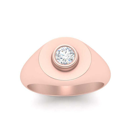 Round Diamond Signet Ring