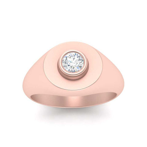 Round Diamond Signet Ring