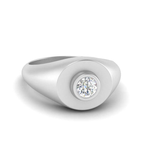 Round Diamond Signet Ring
