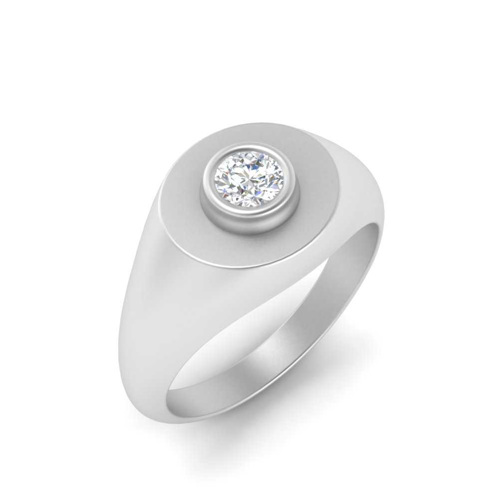 Round Diamond Signet Ring