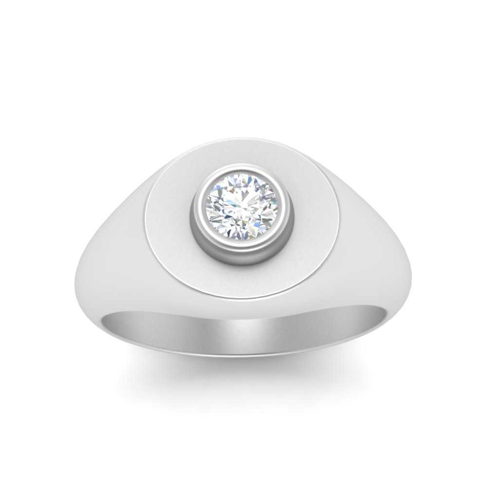 Round Diamond Signet Ring