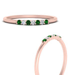 Load image into Gallery viewer, round-diamond-stacking-wedding-band-with-emerald-in-rose-gold-FD122844B2GEMGRANGLE3-NL-RG.jpg
