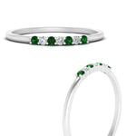 Load image into Gallery viewer, round-diamond-stacking-wedding-band-with-emerald-in-white-gold-FD122844B2GEMGRANGLE3-NL-WG.jpg
