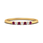 Load image into Gallery viewer, round-diamond-stacking-wedding-band-with-pink-sapphire-in-yellow-gold-FD122844B2GSADRPIANGLE3-NL-YG.jpg
