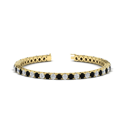 round-diamond-tennis-bracelet-with-black-diamond-7-carat-in-yellow-gold-fdbrc8635rogblackangle2-7.00 ct-nl-yg