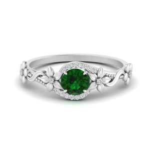 0.50 Ct Round Flower Gemstone Engagement Ring