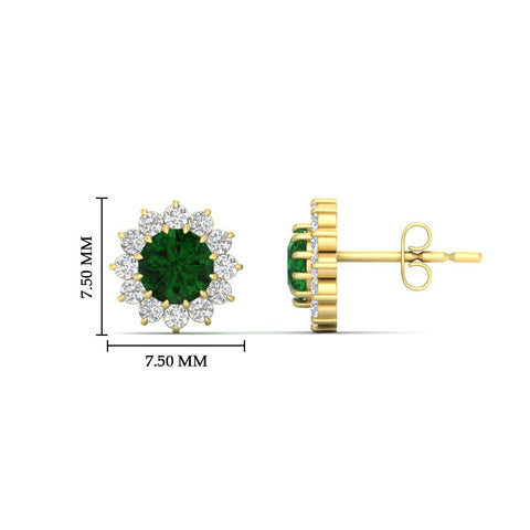 Round Diamond Floral Halo Stud Earrings
