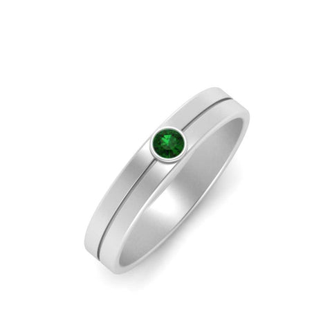 Round Inlay High Polish Mens Engagement Ring