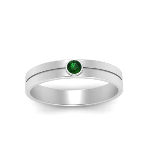 Round Inlay High Polish Mens Engagement Ring