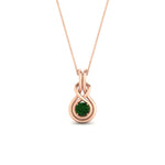 Load image into Gallery viewer, round-emerald-solitaire-infinity-knot-pendant-in-rose-gold
