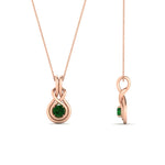 Load image into Gallery viewer, round-emerald-solitaire-infinity-knot-pendant-in-rose-gold

