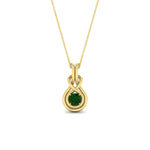 Load image into Gallery viewer, round-emerald-solitaire-infinity-knot-pendant-in-yellow-gold
