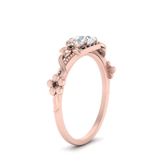 round-floral-halo-black-diamond-engagement-ring-in-FD10057RORGBLACKANGLE3-NL-RG