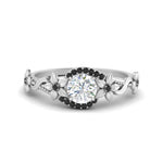 Load image into Gallery viewer, round-floral-halo-black-diamond-engagement-ring-in-FD10057RORGBLACKANGLE3-NL-WG
