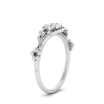 Load image into Gallery viewer, round-floral-halo-black-diamond-engagement-ring-in-FD10057RORGBLACKANGLE3-NL-WG
