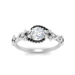 Load image into Gallery viewer, round-floral-halo-black-diamond-engagement-ring-in-FD10057RORGBLACKANGLE3-NL-WG

