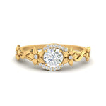 Load image into Gallery viewer, round-floral-halo-diamond-engagement-ring-in-FD10057RORANGLE3-NL-YG
