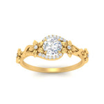 Load image into Gallery viewer, round-floral-halo-diamond-engagement-ring-in-FD10057RORANGLE3-NL-YG
