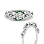 Load image into Gallery viewer, round-floral-halo-emerald-engagement-ring-in-FD10057RORGEMGRANGLE3-NL-WG
