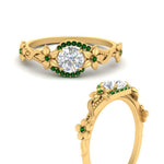 Load image into Gallery viewer, round-floral-halo-emerald-engagement-ring-in-FD10057RORGEMGRANGLE3-NL-YG
