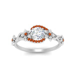 Load image into Gallery viewer, round-floral-halo-orange-sapphire-engagement-ring-in-FD10057RORGSAORANGLE3-NL-WG
